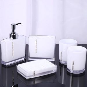 SET ACCESSOIRES Dream-Accessoires salle de bain Set 5 pièces distributeur savon gobelet brosse à dent blanc HB015