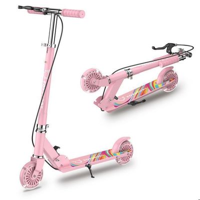 Trottinette - TONBUX - 3 roues lumineuses - Hauteur réglable 65 –80 cm - Lean-to-steer Trottinette - TONBUX - 3 roues lumineuses - Hauteur réglable 65 –80 cm - Lean-to-steer