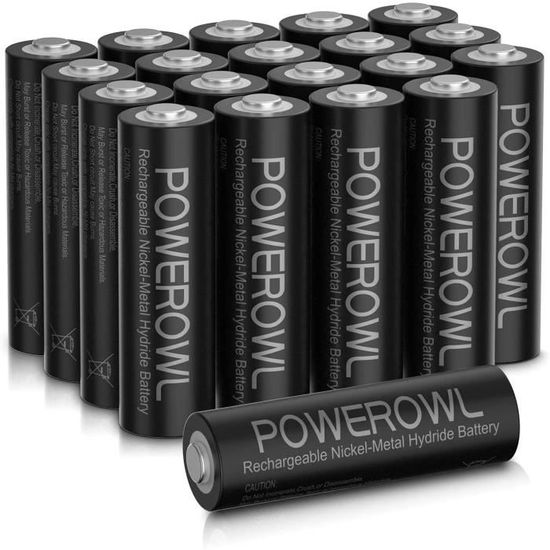POWEROWL POWEROW Piles Rechargeables AA 2800mAh Lot De 12
