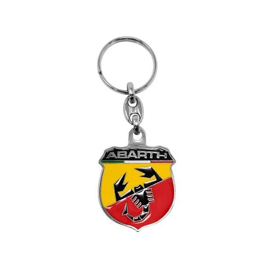 Porte-clés Fiat 500 Avec Drapeau Italien - Alliage Zinc, Logo Coloré, Crochet Rotatif | Accessoire Voiture, Cadeau Fan