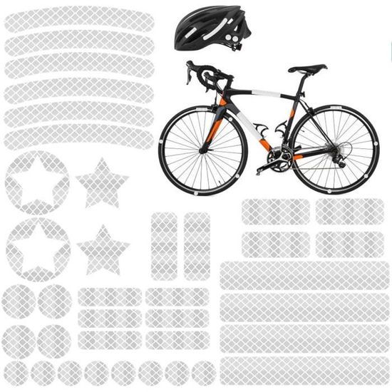 30 Autocollants Réfléchissants Pour Vélo Et Moto - Rouge, Jaune, Argent - 3x8 Cm - Sécurité Nuit