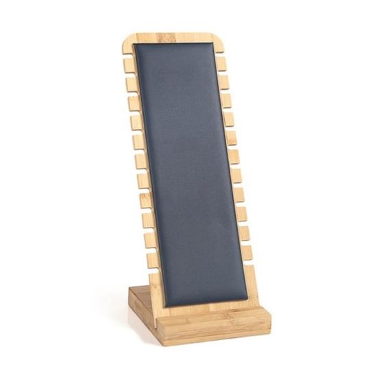 Présentoir Vertical En Bambou Pour Colliers Et Bijoux À Longue Chaîne Avec Rembourrage En Cuir