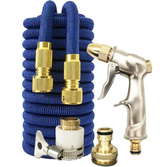 Tuyau D'arrosage Extensible 15 M - 7 Modes De Pulvérisation - Connecteurs 1/2" Et 3/4" - Pour Jardin, Voiture, Animaux