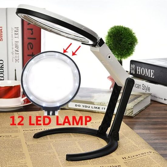 Loupe x5 éclairante avec 12 LED marque Grande loupe de bureau