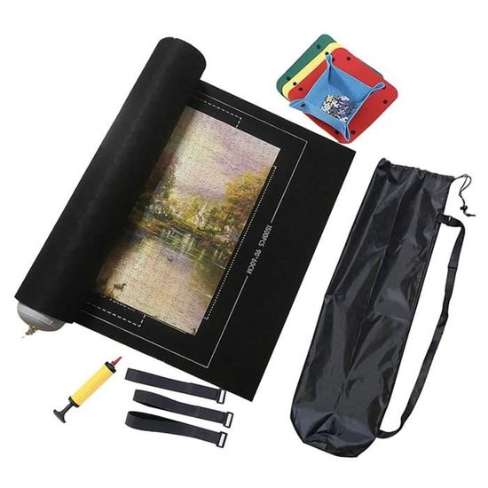 Tapis Puzzle 1000 Pieces Tapis Puzzle 118x80cm Gris - Pour Puzzles Jusqu'à 2000 Pièces - Rangement Roulable Avec Sac Accessoire Jeu Puzzle Portable