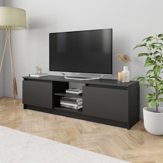 #Pro#4442Meuble TV Contemporain Buffet Bas MEUBLE HI-FI Pour Salon Haut de gamme Décor - Armoire tele Banc Tv Noir 120x30x35,5 cm Ag