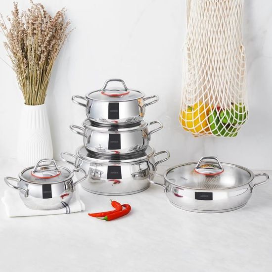 Batterie Cuisine Avec Rangement Batterie De Cuisine Karaca 13 Pièces - Acier Inoxydable - Compatible Induction - Avec Rangement Ustensiles Cuisine Karaca