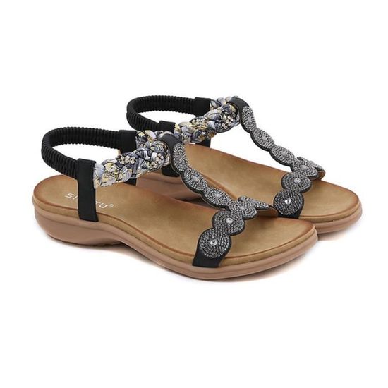 Sandales Femme Mules Légères Ouvertes - Semelle EVA Liège, Réglables, Pour été, Plage, Piscine