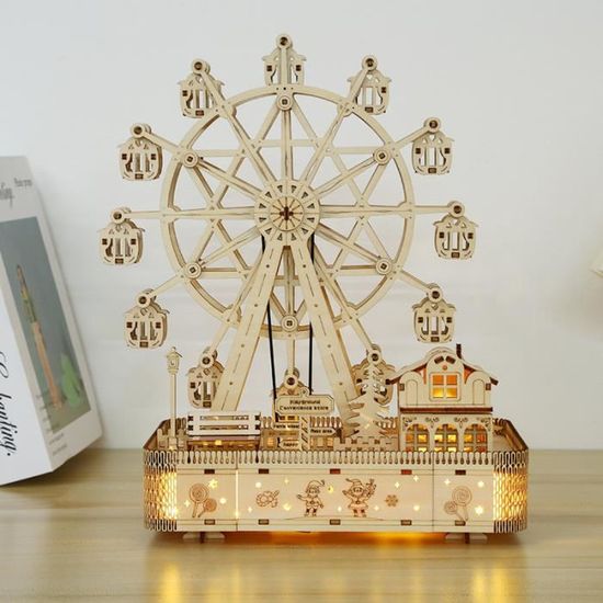 Puzzle 3D en bois avec boîte à musique de l'école de magie de