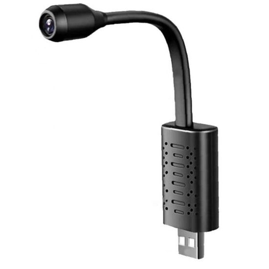 Spy Camera Chargeur USB Wireless WiFi Flexible 1080P HD Detection caméra vidéo avec angle de surveillance réglable noir