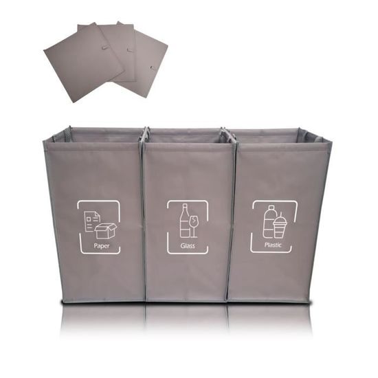 Lot De 2 Sacs De Tri Sélectif - 30x30x40 Cm, Imperméables, Pour Verre, Papier, Plastique