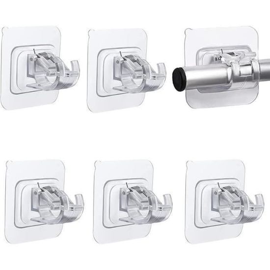 Lot De 6 Tringles à Rideau Sans Percer 18-28cm - Blanc, Pour Armoire, Cuisine, Bricolage