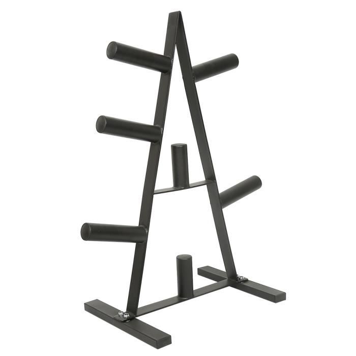 Support pour Poids Disques Support de Barre d'Haltère Max 200 kg Rack de Rangement pour Entraînement Musculation Fitness