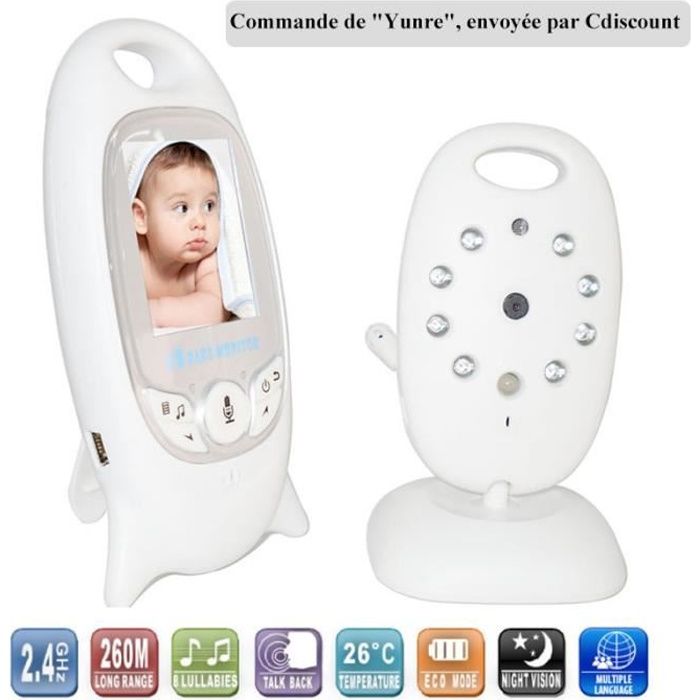 Bébé Vidéo Babyphone/Moniteur Bébé sans Fil avec Caméra Surveillance 2.0”Ecran &Vision de la Nuit (VB601) envoyer de FBC Yunre