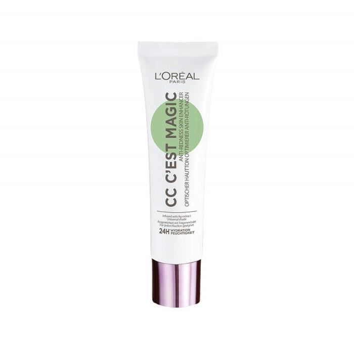 Maquillage L'Oréal Paris Nude Magique CC Crème C'est Magic Hydratation 24H-FPS 20 Teinte Universelle Vert 16455