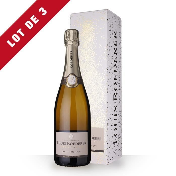 3X Louis Roederer 1er Brut 75cl - Etui - Champagne