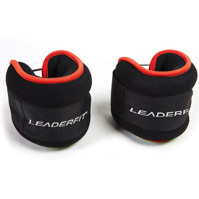 Bandes lestées poignets/chevilles Leader Fit 1,5kg (x2) - rouge - TU