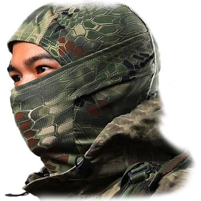 Cagoule camouflage en coton * aille : unique adulte * Matière : coton * Couleur: camouflage * Séchage rapide, tissu respirant