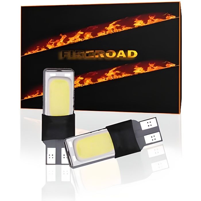 Ampoule LED T10 W5W voiture 2Pcs 6000K 2 SMD auto BLANC SUPER WHITE norme Française FIREROAD®