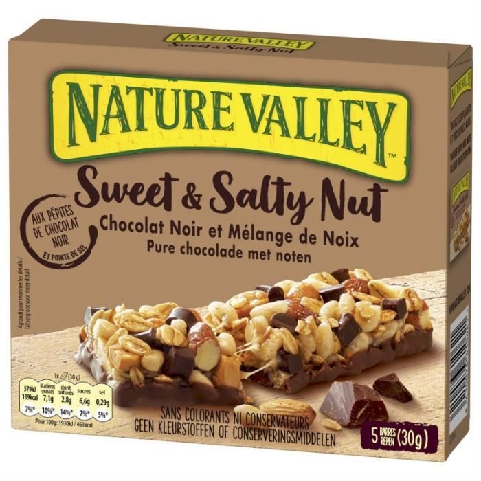 NATURE VALLEY - Barre De Céréales Chocolat Noir & Amandes 150G - Lot De 4