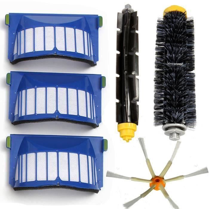 Kit Filtre Brosse 6 Bras pour Aero Vac iRobot Roomba 600 Series 620 630 650 660