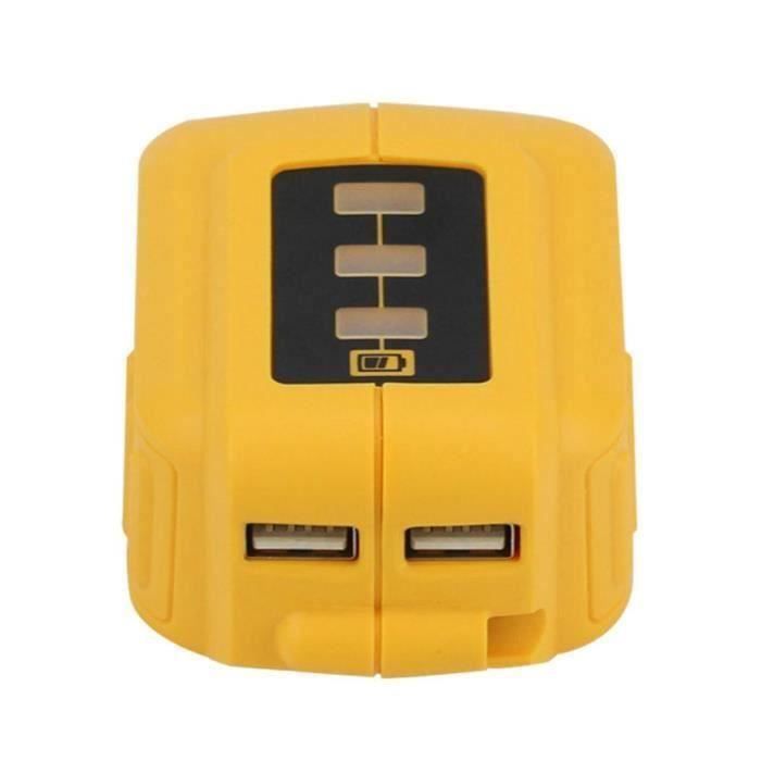 JL Chargeur de batterie au lithium USB double 2.1A pour Dewalt 10.8V 12V 18V 20V jaune - JLBDH824A4927