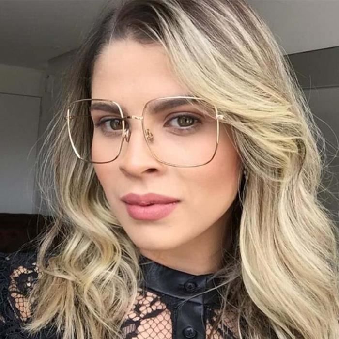 lunettes Anti-lumière bleue, filtre Anti-lumière, en métal, pour ordinateur de jeu, pour femmes, carrées, s PGJ190 BLACK -LP3753