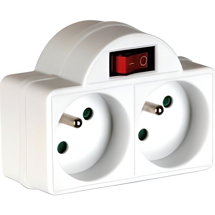 ADAPTATEUR DE PRISE AVEC INTERRUPTEUR - 2 PRISES