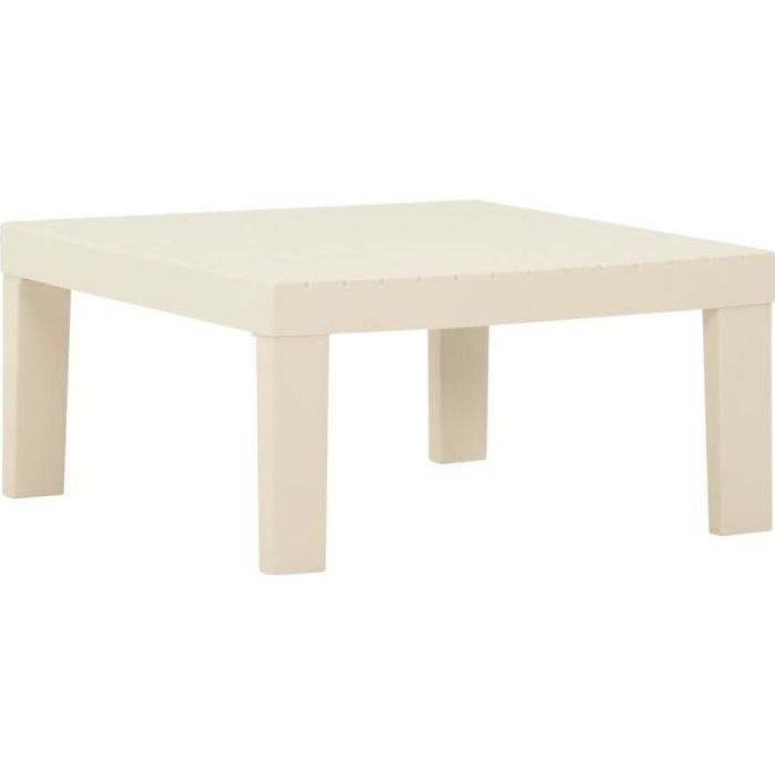 JAR Table de salon de jardin Table basse stable Plastique Blanc ,size:65 x 65 x 33 cm-6912