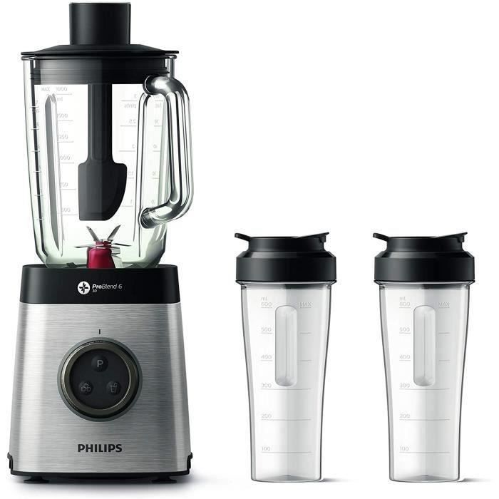 Philips HR3655-00 Blender Avance Collection 1400 W, Bol en Verre, 2 gourdes , Technologie ProBlend 3Dc