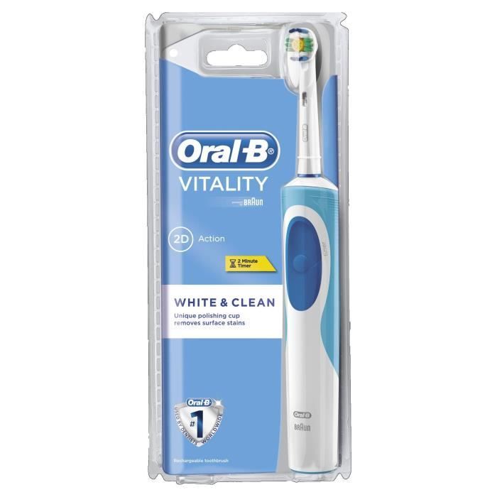 Oral-B Vitality White Plus Clean - Brosse à Dents Électrique Rechargeable - Minu