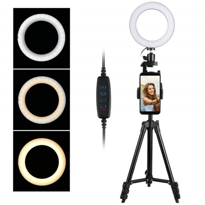Kits d'éclairage studio Thlevel 6- Ring Light avec trépied pour Selfie Makeup Diffusion en Direct et vidéo Youtube (Noir 51851