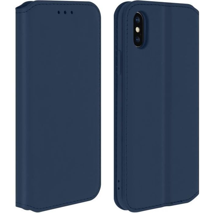 Housse Apple iPhone X / XS Étui Folio Portefeuille Fonction Support Bleu