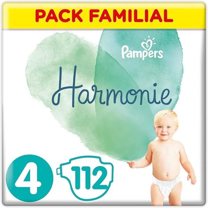 PAMPERS Couches Harmonie pack 1 mois taille 4 9-14 kg - Soit 112 couches