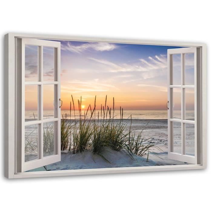 Tableau sur toile, Fenêtre donnant sur la plage (P-1555) 120x80 cm