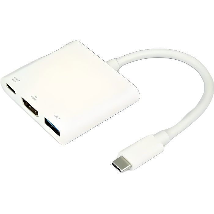 Itworks Adaptateur multiport It Works USB Type C vers HDMI 4K + USB 3.0 + USB Type C Blanc - 3663004393638