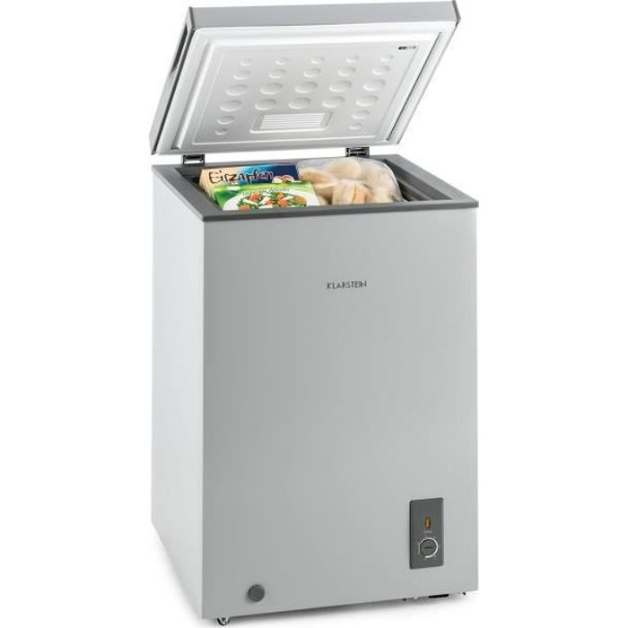 Klarstein Iceblokk Congélateur coffre 100 litres 75W (-15 à -26 °C) classe A+ économe, déplaçable, rangement simple - gris