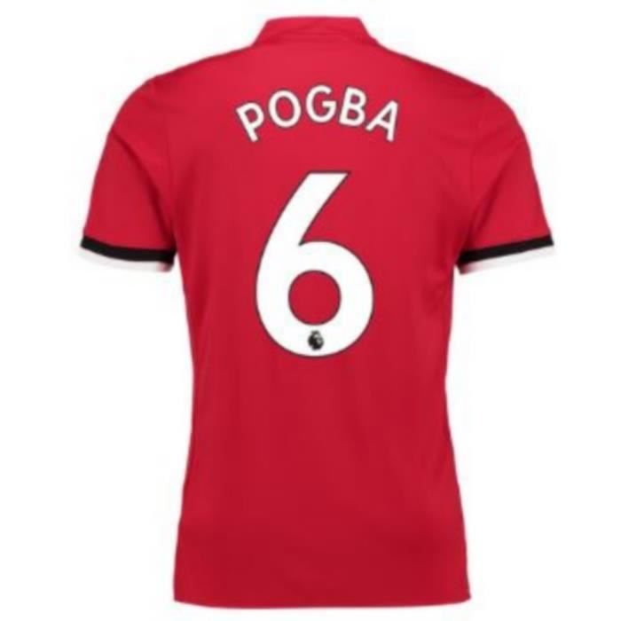 Maillot Homme Adidas Manchester United Home Flockage Officiel Pogba Numéro 6 Saison 2017-2018