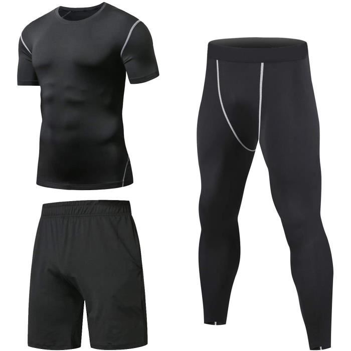 Niksa Ensemble Compression Homme Tenue Sport Fitness Vêtement Running Tee Shirt Compression Legging Sport Short Running