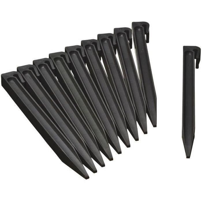 NATURE Sachet de 10 ancres pour bordure de jardin en polypropylène - H 26,7 x 1,9 x 1,8 cm - Noir