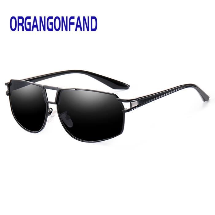ORGANGONFAND Lunettes de soleil polariséescarrées pour Lunettes de conduite polarisées anti-UV pour hommes-marron