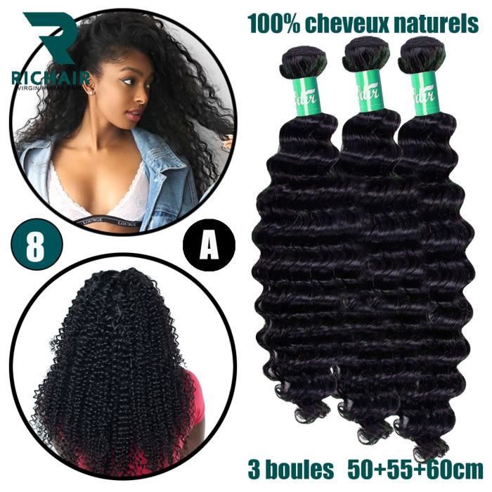 3 tissage bresilien boucle 7A cheveux naturel humain curly vrais meches 20+22+24pouces 50g/p RICHAIR
