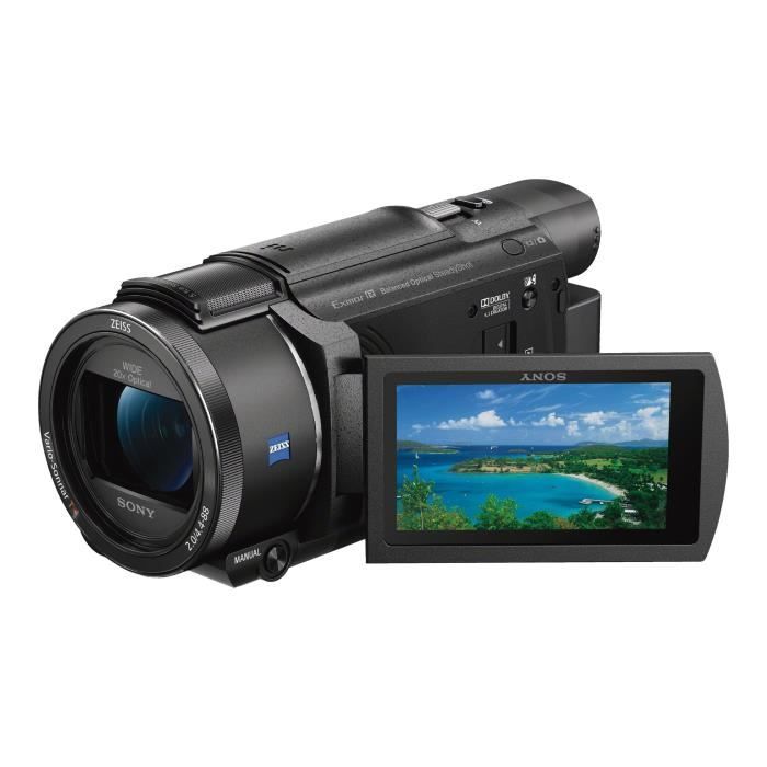 Sony Handycam FDR-AX53 Caméscope 4K - 30 pi-s 16.6 mégapixel 20x zoom optique Carl Zeiss carte Flash Wi-Fi, NFC noir