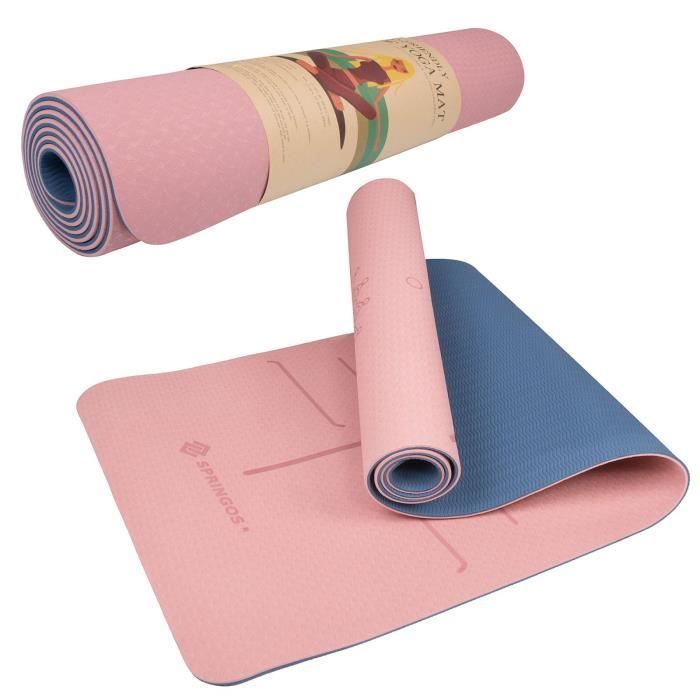 SPRINGOS® Tapis de yoga Tapis de fitness Tapis de gymnastique Tapis de sport Pilates Tapis de sol - rose et bleu