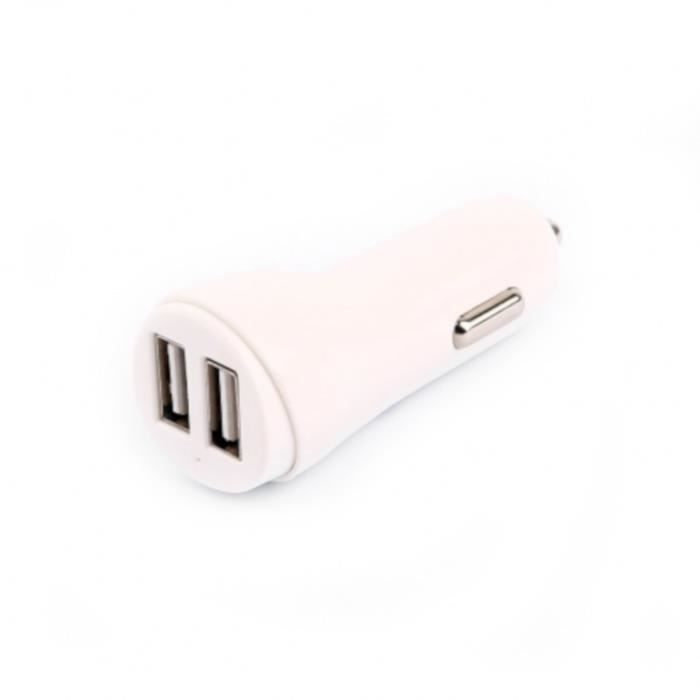SWISS CHARGER Chargeur allume cigare 3.1A - Blanc + Câble