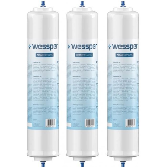 Wessper 3x Filtres d'eau compatible pour réfrigérateur Samsung DA29-10105J HAFEX / EXP