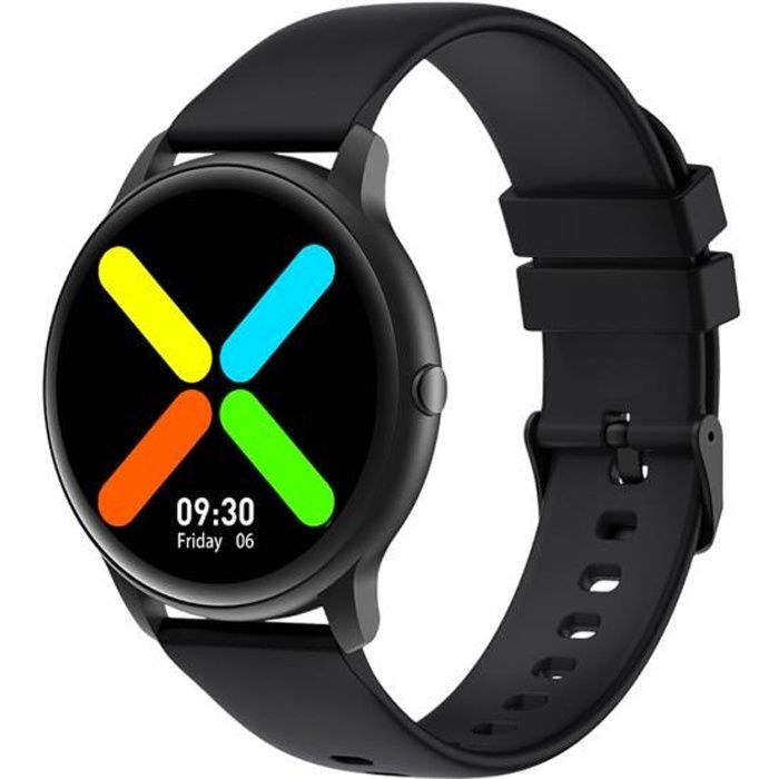 YAMAY Montre Connectée Homme Femme Smartwatch Podometre Cardio Montre Intelligente Fitness Tracker Etanche pour iOS Android Noir