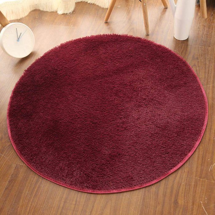 Shengwan Tapis Rond Moquette Poils Courts Beige - Antidérapant Lavable Diam. 80 Cm Salon Chambre