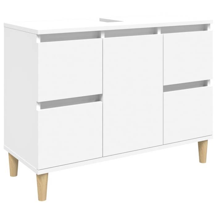 Meuble de salle de bain - HELLOSHOP26 - Armoire de lavabo - Bois dingénierie - Blanc - 80 x 33 x 60 cm