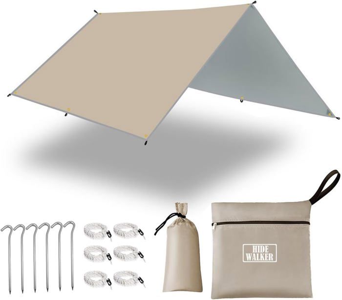 Bessport Camping Bâche Anti-Pluie PU 3000mm Imperméable Tarp